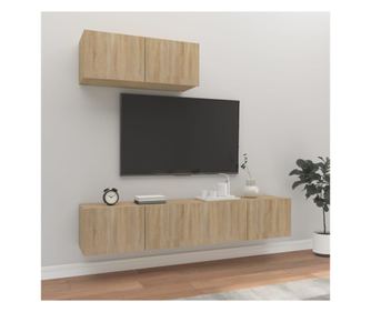 Set TV omare, 3 kosi, sonomaski hrast, obdelano leso