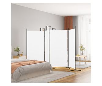 Paravan za sobu s 4 panela, bijeli, 346x180 cm, tekstil