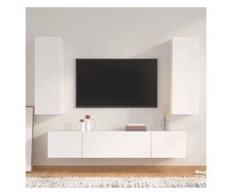 Set TV ormarića, 4 dijela, bijelo, obrađeno drvo