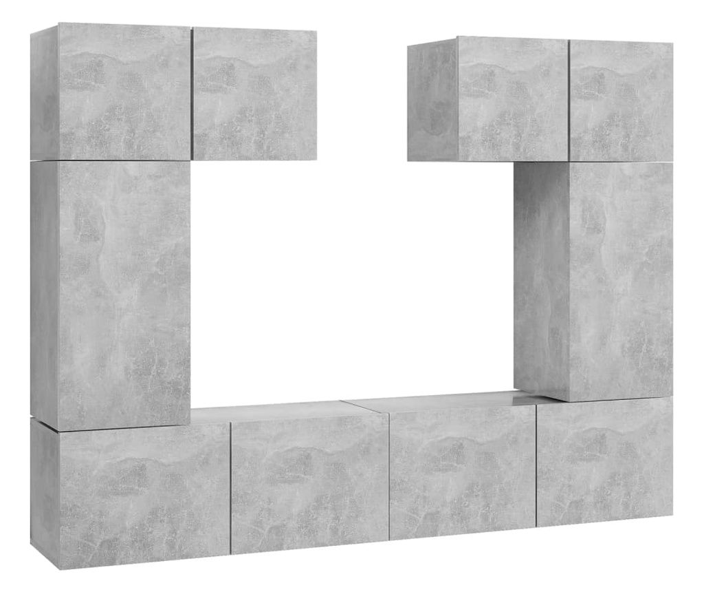 6-dijelni set TV ormarića siva boja betona od iverice 