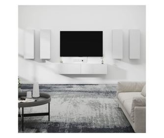 Set TV ormarića, 6 dijelova, bijelo, obrađeno drvo