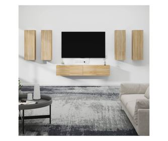 Set dulap TV, 6 piese, stejar sonoma, lemn prelucrat