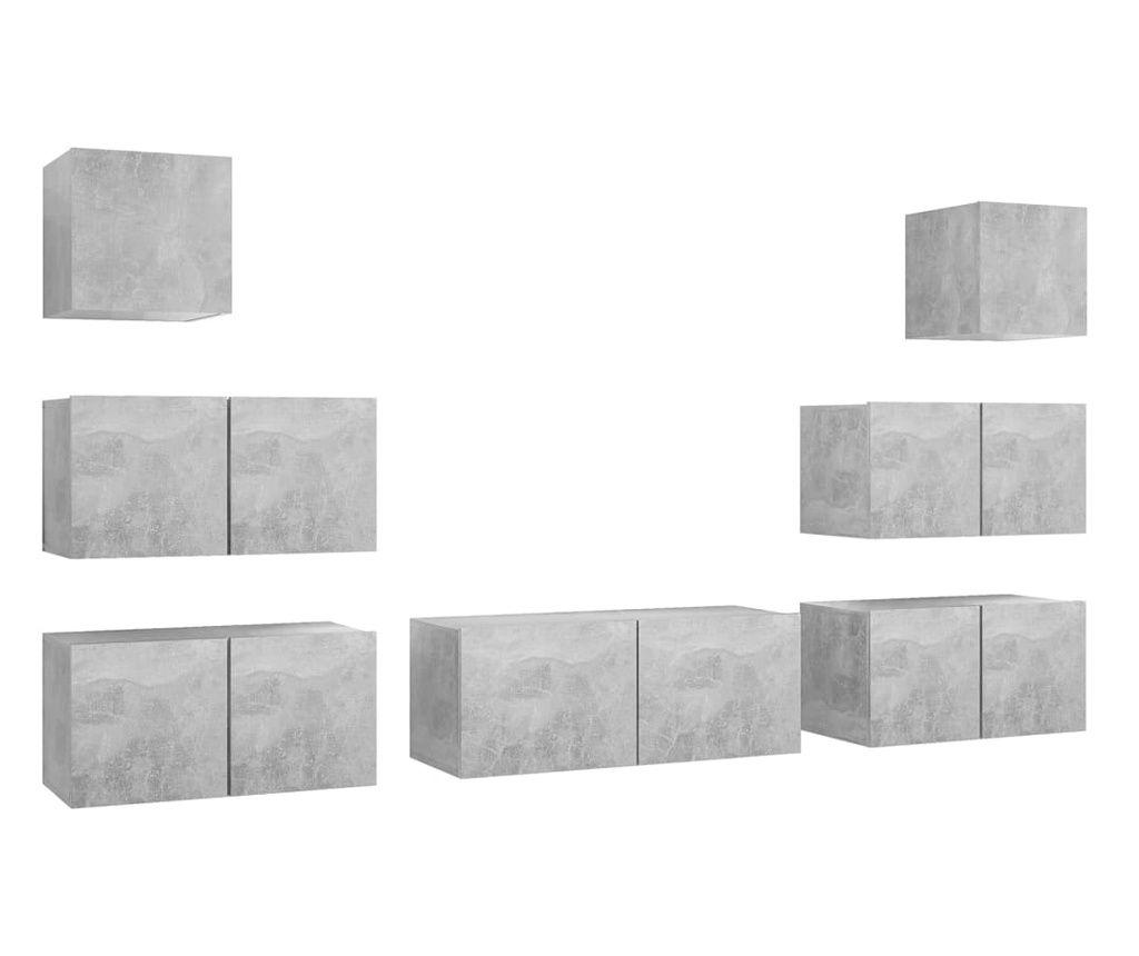 7-dijelni set TV ormarića siva boja betona od iverice 