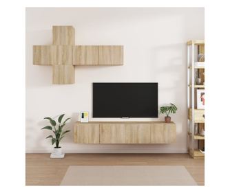 Set omarjev za TV, 7 kosov, sonomaski hrast, obdelano leseno