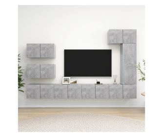 Set TV ormara, 8 komada, betonski sivi, MDF