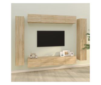 Set dulap TV, 8 piese, stejar sonoma, lemn prelucrat