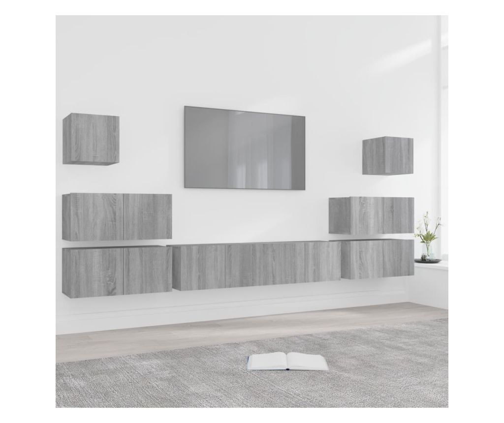 Set TV ormarića, 8 dijelova, siva sonoma, obrađeno drvo