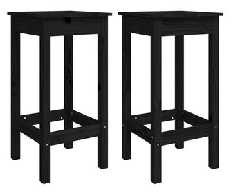 Barski stol 2 kosa črne barve 40x40x78 cm trdna borovina