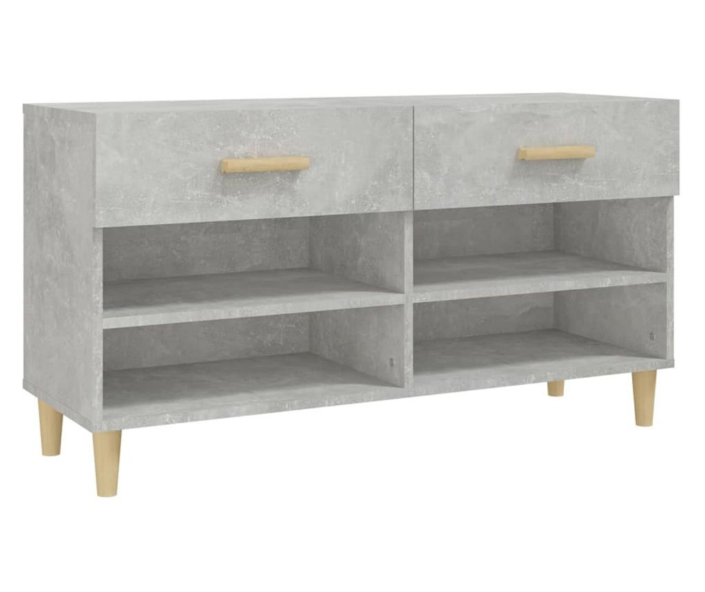 vidaXL Shoe Cabinet, Concrete Gray, 102x35x55 cm, Engineered Wood