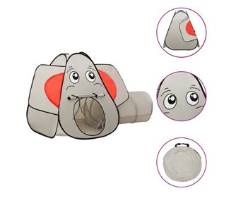 Sloní hrací stan pro děti 250 míčků, šedý, 174x86x101 cm