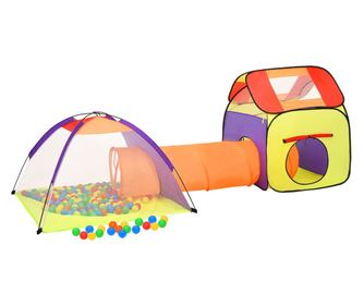 Dětský hrací stan s 250 míčkami, vícebarevný, 338x123x111 cm