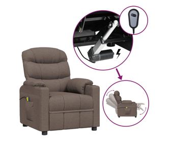 Električni masažni fotelj, zložljiv, sivo taupe, tekstil