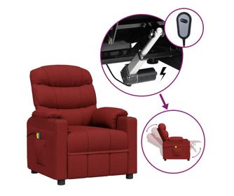 Električni masažni fotelj, vino rdeč, tekstil