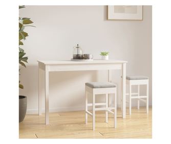 Τραπέζι Τραπεζαρίας, Λευκό, 110x55x75 εκ., Μασίφ Ξύλο Πεύκου