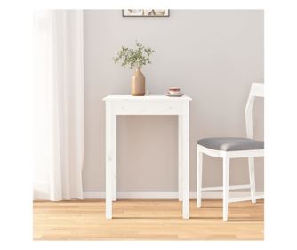 Τραπέζι τραπεζαρίας, λευκό, 55x55x75 εκ., μασίφ ξύλο πεύκου