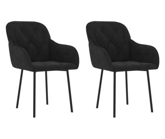 Blagovaonske stolice 2 kom crne baršunaste