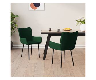 Stolice za kuhinju, 2 kom., tamnozelena, baršun