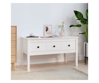 Τραπεζάκι σαλονιού, λευκό, 102x49x55 cm, μασίφ ξύλο πεύκου