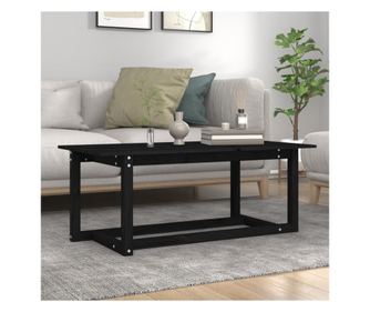 Măsuță de cafea, negru, 110x55x45 cm, lemn masiv de pin