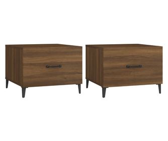 Кафе маси с метални крака 2 бр кафяв дъб 50x50x40 см