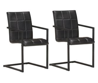 Konzolové jídelní židle 2 ks černé pravá kůže