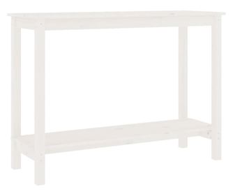 Конзолна маса бяла 110x40x80 см борово дърво масив