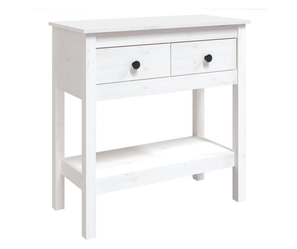 Konzolni stol bijeli 75 x 35 x 75 cm od masivne borovine 