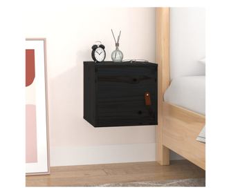 Zidni ormarić, crni, 31,5x30x30 cm, masivno borovo drvo