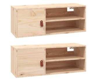 2 db tömör fenyőfa faliszekrény 80 x 30 x 30 cm