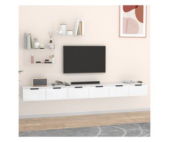 Falra szerelhet szekrnyek, 2 db, fehr, 102x30x20 cm, feldolgozott fa