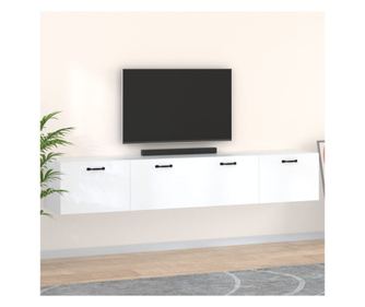 Stenske omarice, 2 kosa, bela, 100x36,5x35 cm, iverna plošča