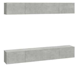 Стенни ТВ шкафове 4 бр бетонно сиви 100x30x30см