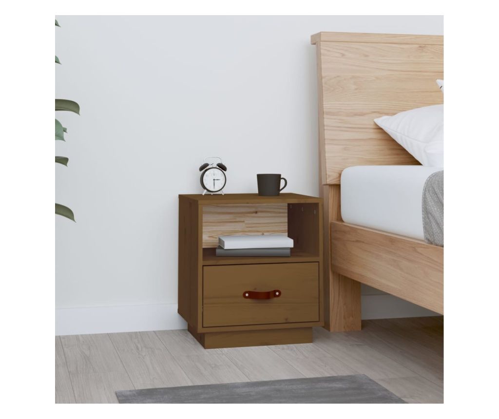 Noptieră, maro miere, 40x34x45 cm, lemn masiv de pin