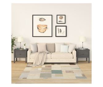 Stranska mizica, 2 kosa, siva, 50x50x49 cm, masivni borov les