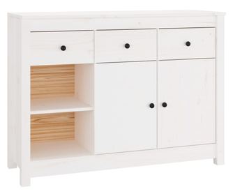 Příborník bílý 100 x 35 x 74 cm masivní borové dřevo