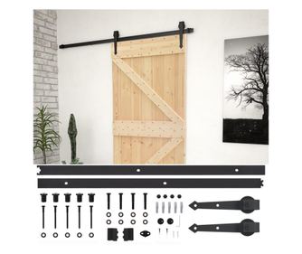 tömör fenyőfa tolóajtó fémszerelék szettel 80 x 210 cm