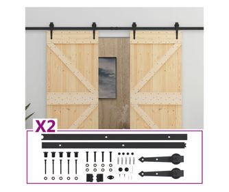 tömör fenyőfa tolóajtó fémszerelék szettel 100 x 210 cm