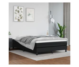 Кутия за легло с пружини и матрак, черен, 140x190 см, изкуствена кожа