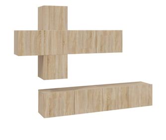 Set dulapuri TV, 7 piese, stejar sonoma, lemn prelucrat