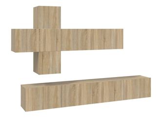 Set dulapuri TV, 7 piese, stejar sonoma, lemn prelucrat