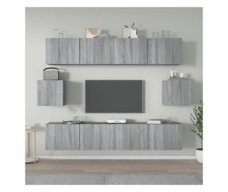 Set dulapuri TV, 6 piese, gri sonoma, lemn prelucrat