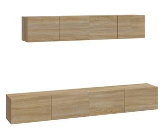 Set dulap TV, 4 piese, stejar sonoma, lemn prelucrat