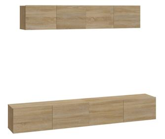 Set dulap TV, 4 piese, stejar sonoma, lemn prelucrat