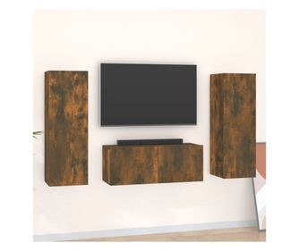 Set omar za TV, 3 kosi, dimljen hrast, obdelano leseno