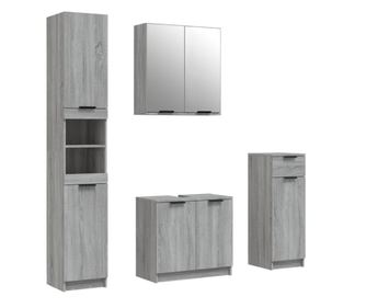 Set dulapuri de baie, 4 piese, gri sonoma, lemn prelucrat