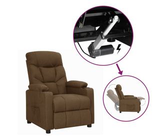 Sjedalo s nagibom i podizanjem, smeđe, tekstilni materijal