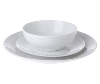 Excellent Houseware étkészlet, porcelán, 12 darab, fehér