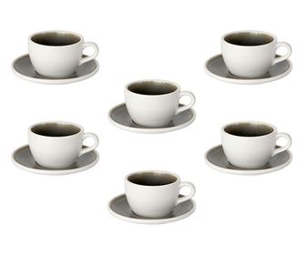 CULINARO IVY WHITE Set pentru ceai, 12 piese portelan, cesti 220ml cu farfurioare
