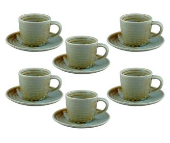 CULINARO RIVER Set pentru cafea 12 piese portelan, cesti 90ml cu farfurioare