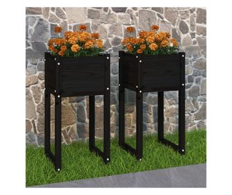 Jardiniere, 2 db, Fekete, 40x40x52,5 cm, tmr fenyfa